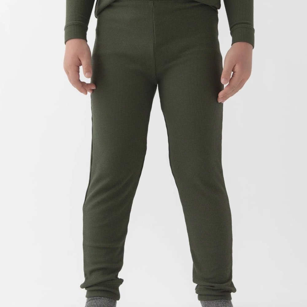 NWT COZY EARTH Childrens Bamboo Waffle Knit Olive Base Layer Set, Unisex Sz 9/10 - Picture 7 of 9